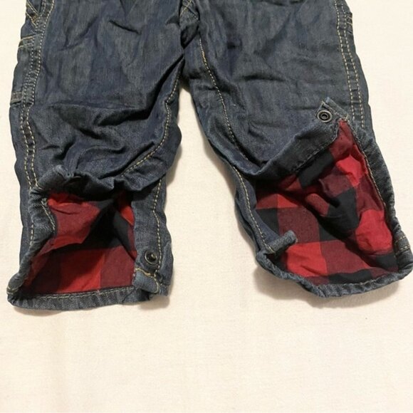 Denim Oshkosh Overalls for Baby Red Fleece Lined Size 18 Months - Picture 4 of 6